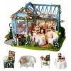 Maison de Poupée Bricolage, Kit Miniature Fait Main 1:24 - Modèle de Jardin e Roses avec Tous Les Meubles Décoration de Chamb