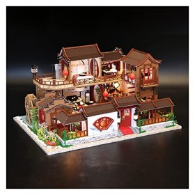 Maison de Poupée Miniature,Kit de Construction de Bricolage Fait a la Main Au 1/24+Meubles+Ensemble Doutils,for Cadeau Adult