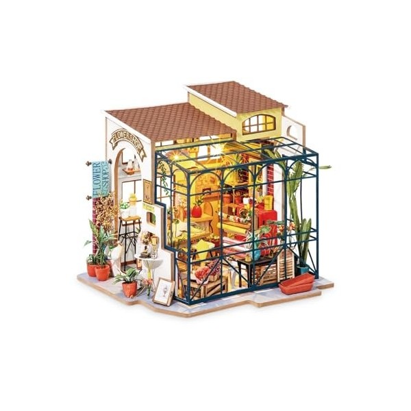 Assembler des modèles de bâtiments pour: DIY Emilys Flower Shop Doll House Mini Doll House Kit en Bois Puzzle de modèle Arch