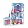 Small Foot 11068 Maison de poupée Villa de Luxe en Bois, 3 étages avec Garage Comprenant 12 Meubles, pour Les 8 Ans Jouets, M