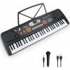 Clavier de Piano 61 Touches Portable Clavier électronique de Piano avec Microphone et câble USB Keyboard Piano pour Débutant