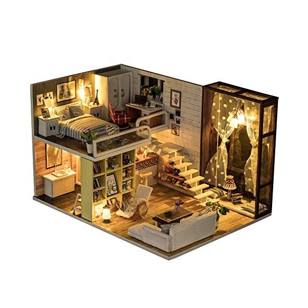 Maisons de poupées For la Saint-Valentin romantique de maison de poupée miniature cadeau bricolage Maison Kit miniature en bo