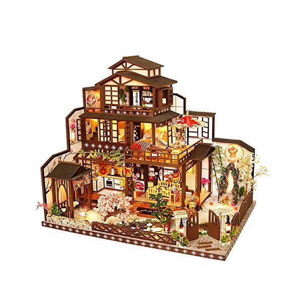 Bricolage Style Japonais Villa Scène Modèle Architectural Miniature Meubles en Bois Maison Kit Cour Jardin Villa Maison De Po