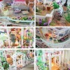3D Dollhouse DIY Miniature 3-Story Garden Villa Construction Modèle en Bois Maison De Poupée Meubles LED Kits À La Main Artis
