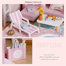 Kit DArtisanat De Salle DArtisanat, Kit De Modèle De Maison De Poupée Miniature en Bois avec Meubles, Lumières LED Et Cache