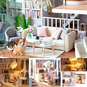 Kit de Maison de poupée Miniature Bricolage, kit de Meubles de modèle de Construction de Mini Maison de poupée assemblé à la 