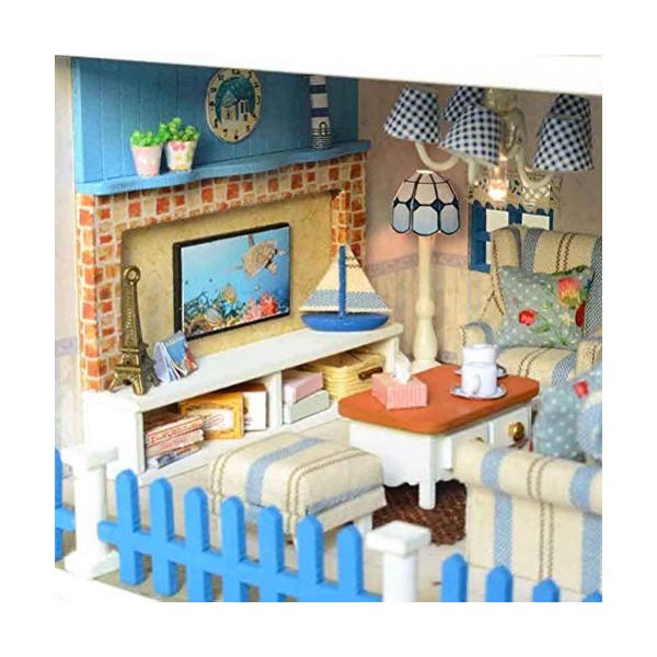 Jouet Reborn Baby Dolls 3D DIY Dollhouse Kit, Maison de poupée en Bois Puzzle Jouet Fait Main LED Maison de Poupée Miniature,