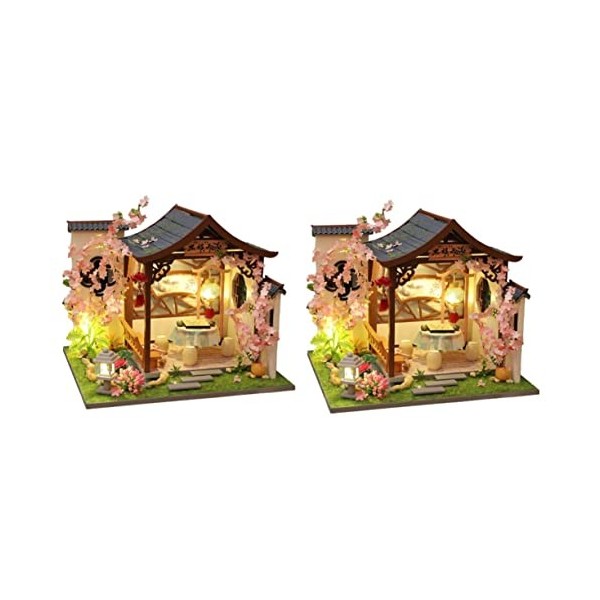 Toyvian 4 Pièces Modèle De Maison De Poupée Mini-Maison Décorative Décor LED Kit De Maison Résistant à lusure Kit Maison Min