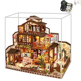 XLZSP Maquette de jardin de cour de construction de maison de poupée assemblée à la main Grand style japonais Villa Kit de ma