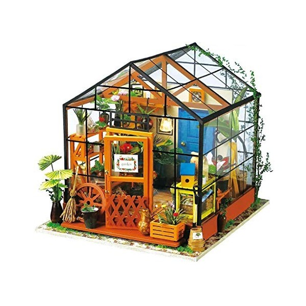 NXYDQ Maison de poupée en Bois Kit Chambre, Maison Fleur Verte, décoration de la Maison, modèle Miniature de Construire