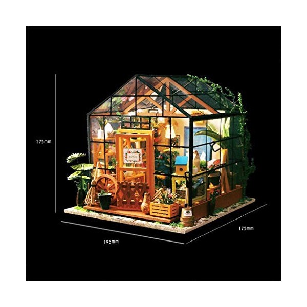 NXYDQ Maison de poupée en Bois Kit Chambre, Maison Fleur Verte, décoration de la Maison, modèle Miniature de Construire