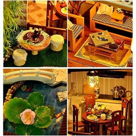 Kits dartisanat de mini pièce avec mouvement de musique de lumière LED de meubles, maison de poupée miniature en bois de bri