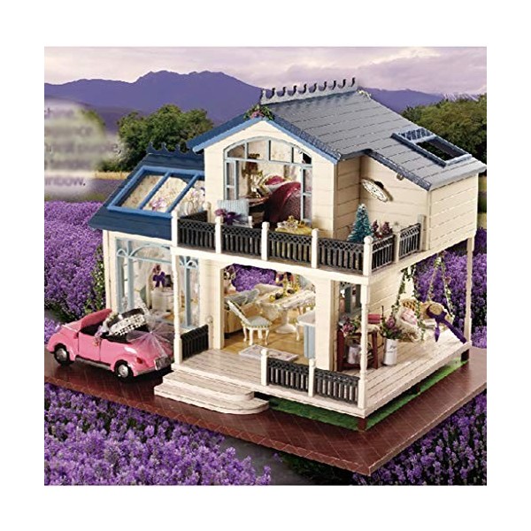 NXYDQ Hut Puzzle, Maison de poupée Miniature Bricolage Maison Chambre créative avec des Meubles for Romantique Oeuvre dart C