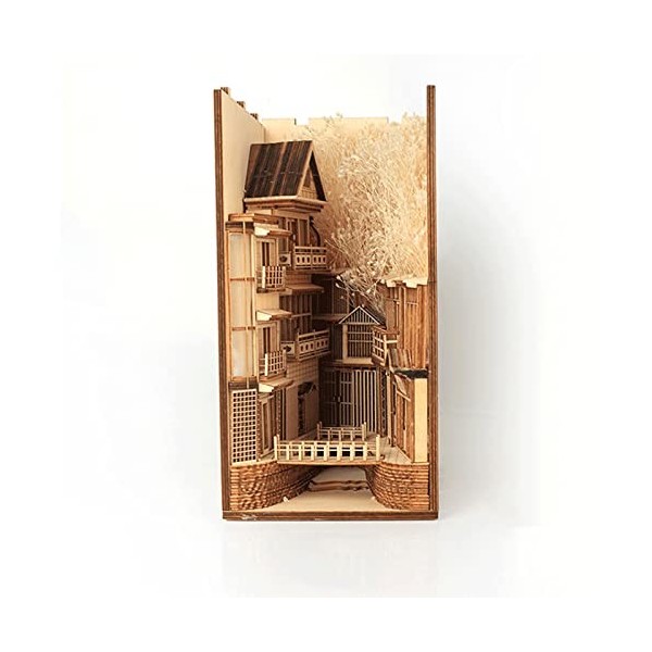 LWKBE DIY 3D Puzzles en Bois, DIY Dollhouse Boît Book Nook Bookend Bookend Bookends Insérer des Kits Modèle, Bâtiment Miniatu