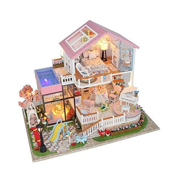 BONOCO Dream Cabin Series Modèle architectural Creative Pink Princess Cabin Assemblage fait à la main Intérieur Jouet Villa M