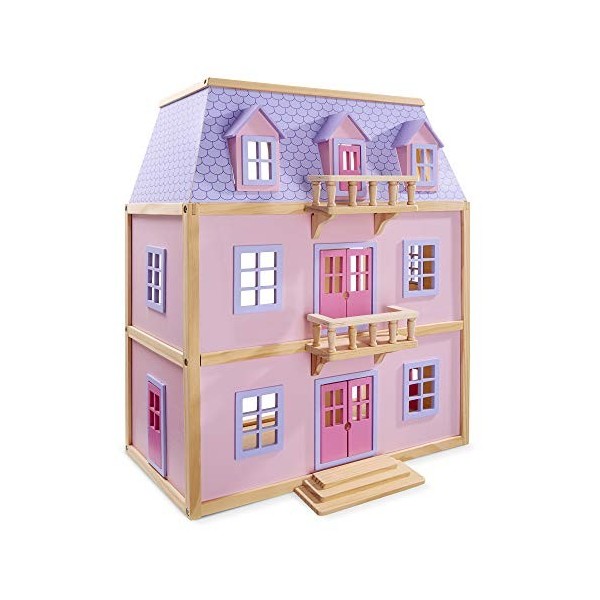 Melissa & Doug Multi-Level Wooden Dollhouse | Dollhouses & Dolls | Age +3 years | Gift for Boy or Girl