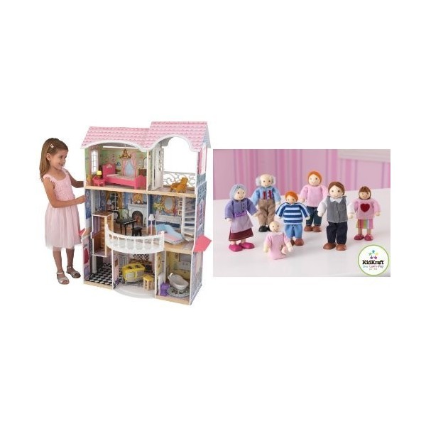 Pack KidKraft - 65839 - Maison poupée - Magnolia et KidKraft - 65202 - Famille de poupée