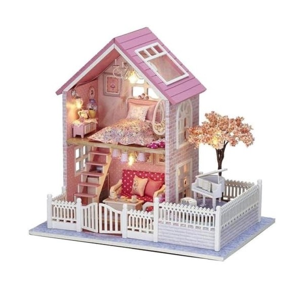 LEONYS Modèle de Jouet – Maison de poupée Miniature avec Meubles, kit de Maison de poupée à Faire soi-même, Mini modèle de Vi