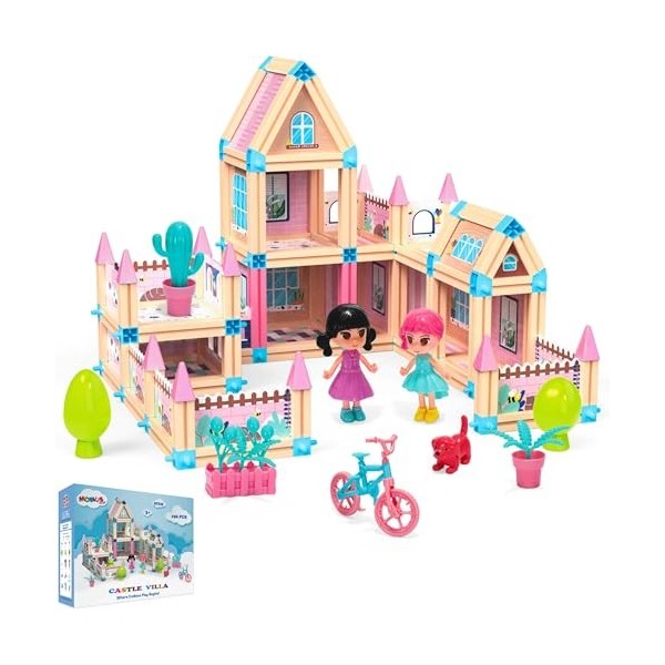 Ensemble de 196 pièces 3D Château de Princesse Villa - Maison de poupée STEM Montessori DIY - Maison de poupée pour filles de