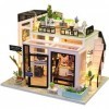 LEONYS Ensemble de mini maison en bois, kit de modèle de maison de poupée miniature en bois, cadeau de meubles miniatures de 