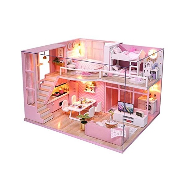 Maison De Poupée en Bois Miniature De Boîte À Musique De LED, Kits DArtisanat De Mini Pièce De Modèle De Maison De Poupée De