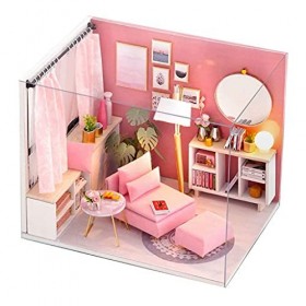 Mini Boîte en Étain Rétro 3D De Maison De Poupée Miniature en Bois avec Lumières LED De Meubles, Kits De Jouets Éducatifs ave