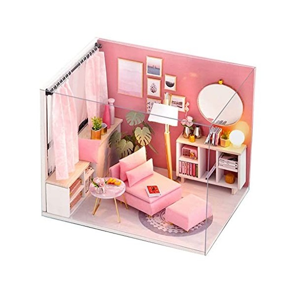 Mini Boîte en Étain Rétro 3D De Maison De Poupée Miniature en Bois avec Lumières LED De Meubles, Kits De Jouets Éducatifs ave
