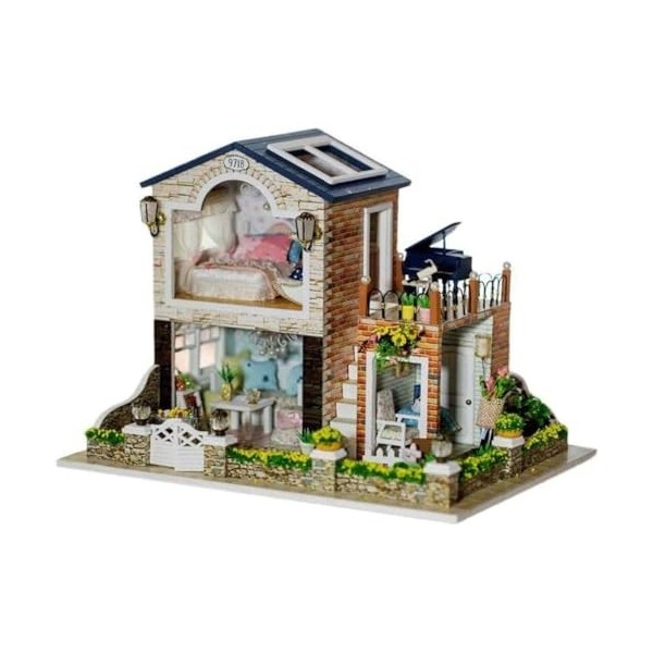 LEONYS Modèle de Jouet-Kit de Maison de poupée Miniature, Maison de Jardin avec Ensembles de Meubles, Meilleurs Cadeaux dann