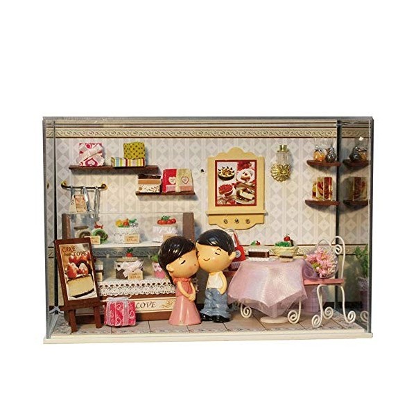 Kit de maison de poupée miniature Kit de maison de bricolage miniature pour maison de poupée Led Creative Room avec meubles A