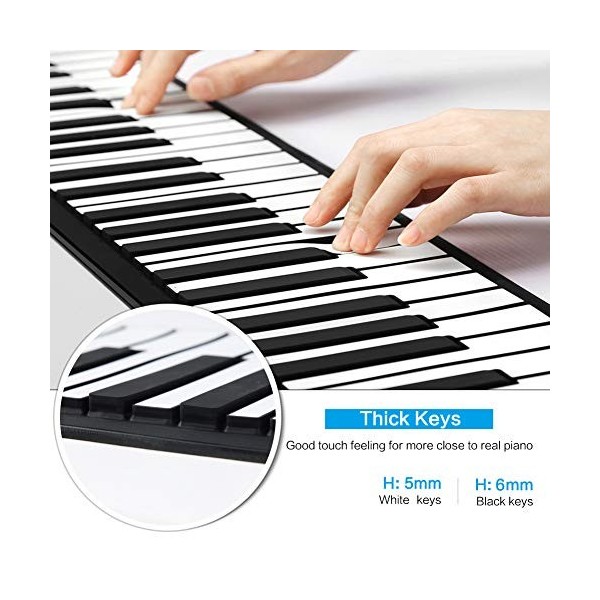 Claviers Piano Souple 61 Touches en Silicone Pliable Portable pour