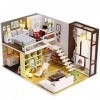 Maison de poupée Miniature, kit de Maison de poupée Bricolage Fait à la Main Mini Plus Duplex modèle de Maison dappartement 