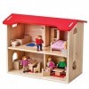 Bigjigs Toys Maison de poupées en bois complète avec accessoires, meubles et famille