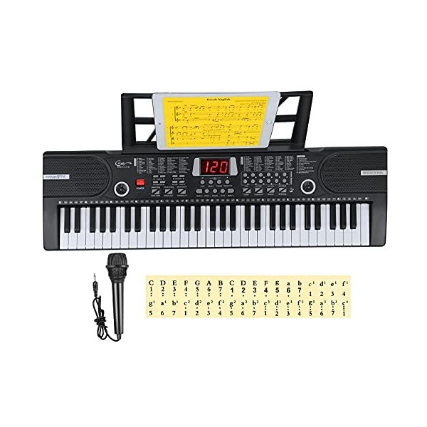 Hricane 61 touches clavier de Piano avec Microphone Piano Note autocollant alimentation support de musique électronique numér