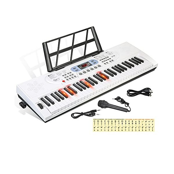 Hricane 61 touches clavier de Piano avec Microphone Piano Note autocollant alimentation support de musique électronique numér