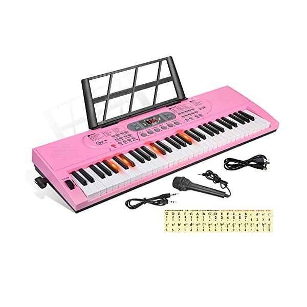 Hricane 61 touches clavier de Piano avec Microphone Piano Note autocollant alimentation support de musique électronique numér