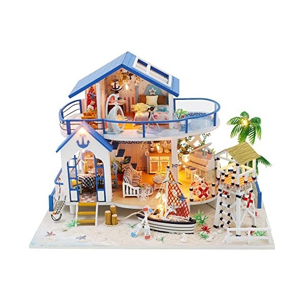 Mini kit de Maison de poupée avec Housse Anti-poussière, kit de Miniatures Bricolage Accessoires de Meubles de Maison de poup