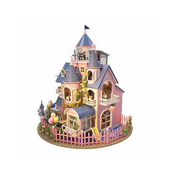 Mini kit de Maison de poupée avec Housse Anti-poussière, kit de Miniatures Bricolage Accessoires de Meubles de Maison de poup