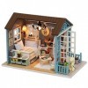 Kit de Maison de poupée Miniature Bricolage Modèle de Cabine en Bois assemblé par Bricolage Mini Maison de poupée avec des lu