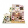 DIY Mini Dollhouse Princess Girls House Kit de Meubles en Bois, Fait à la Main Cottage Hut Petite Maison Housse Anti-poussièr