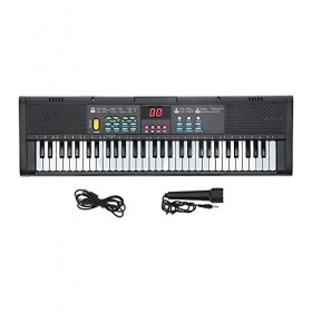 Clavier de Piano 61 Touches Clavier de Piano Numérique avec Microphone Câble USB Double Haut-parleurs pour Enfants Adultes Dé