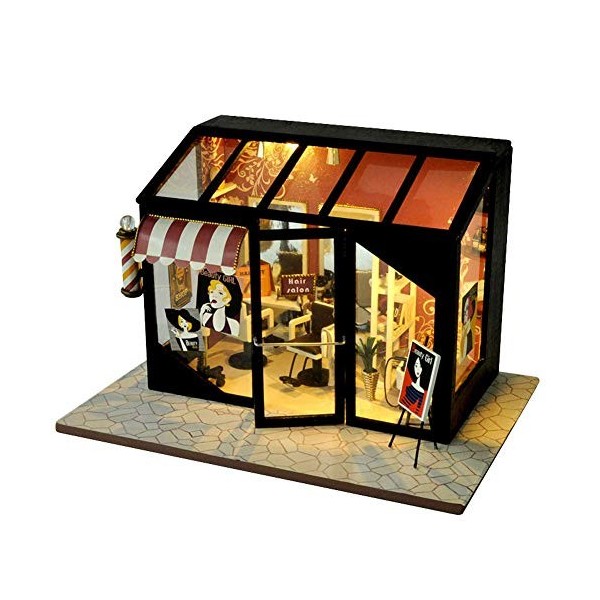 ACiyD DIY Mini Doll House Street Shop Kit de Maison de poupée avec Meubles et lumières LED pour Cadeaux créatifs avec Amoureu