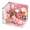 Mini boîte en étain rétro 3D de maison de poupée miniature en bois avec lumières LED de meubles, kits de jouets éducatifs ave