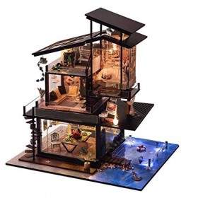 NXYDQ Puzzles Dollhouse Miniature DIY Kit - Série Maisons de poupées Accessoires avec LED Ameublement Cadeau Size : with Dus