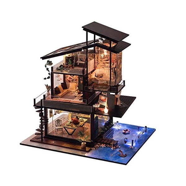NXYDQ Puzzles Dollhouse Miniature DIY Kit - Série Maisons de poupées Accessoires avec LED Ameublement Cadeau Size : with Dus