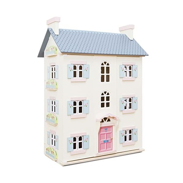 Le Toy Van - H150 - FSC-zertifiziertes Kirschbaum-Puppenhaus aus Holz, Alter 3, für Mädchen, 3 Etagen, B 64 x B 41 x H 92 cm,