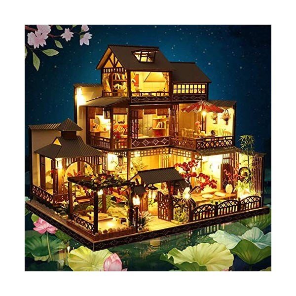 XBSLJ Maisons pour poupées Maison de poupée Miniature avec Meubles Kit de Maison de poupée Bricolage Mini modèle de Villa Mod