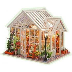 LEONYS Kit de maison de poupée miniature DIY, mini maison de poupée avec meubles et musique, kit de petite maison, kits minia