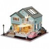 Maison De Poupée Miniature Kit de Maison de poupée kit de Maison de poupée Miniature en Bois avec Meubles LED Light House Mus