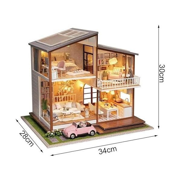 LEONYS Maison de poupée Miniature, Maison de poupée Miniature, Maison de Bricolage, Salle créative avec Meubles for Cadeau Ro