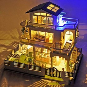 Kits de Maison Maison de bricolage Maison de poupées en bois avec meubles et accessoires Impression Vancouver Manuel Assemblé